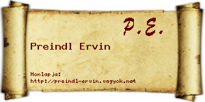 Preindl Ervin névjegykártya