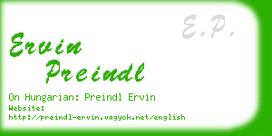 ervin preindl business card